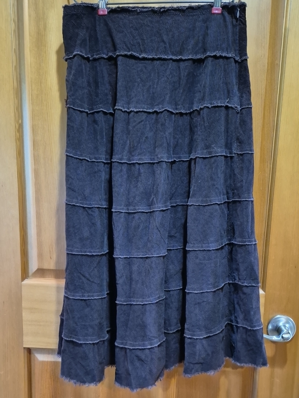 Women's Dark Brown Tiered Maxi Skirt